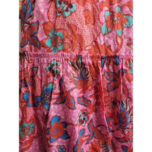 Tuckernuck Pink Floral Smocked Dress Ruffle Sleeve Tiered Midi Cotton XL - Picture 10 of 10